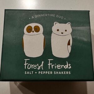 RARE! New West Elm Forest Friends FOX Owl Salt and Pepper Shaker Set Tableware 🦊